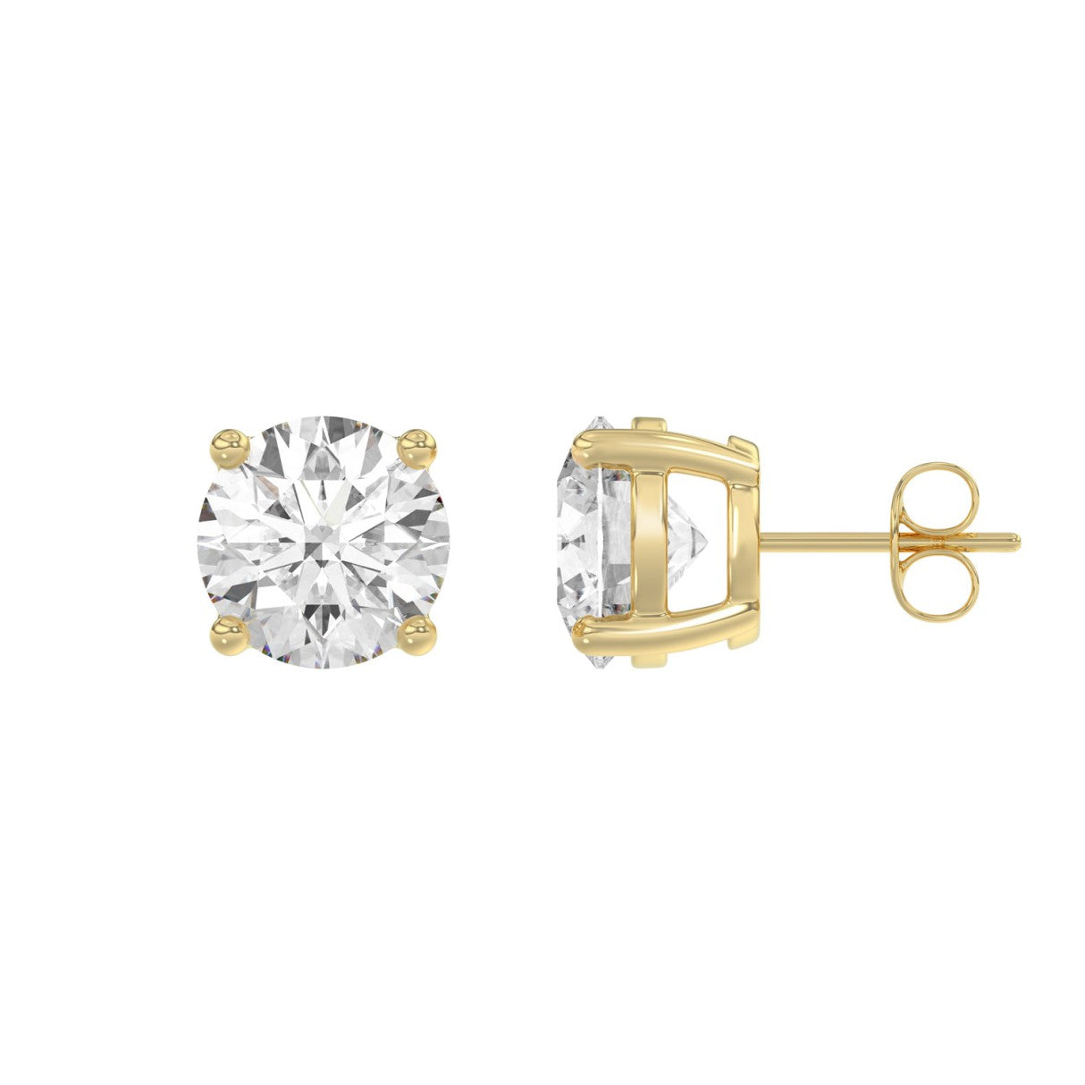 14K Yellow Gold 5.00 Ct Lab Grown Round Diamond Stud Earrings Brilliant Cut Diamond Earrings For Women