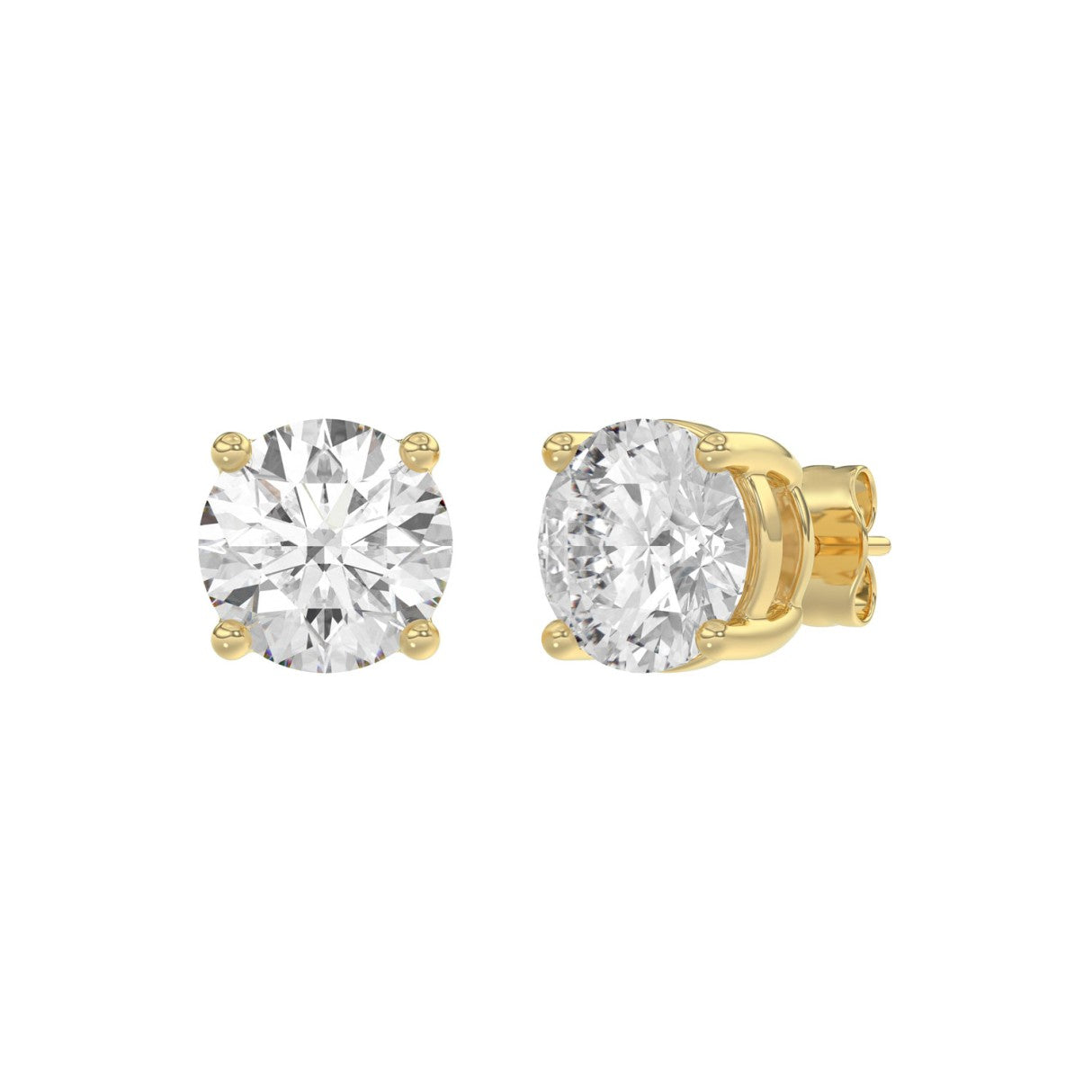 14K Yellow Gold 5.00 Ct Lab Grown Round Diamond Stud Earrings Brilliant Cut Diamond Earrings For Women