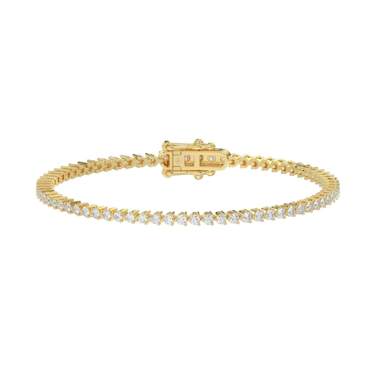 14K Yellow Gold 2.00CT Round Diamond Three-Prong Tennis Bracelet For Women Classic Diamond Bracelet