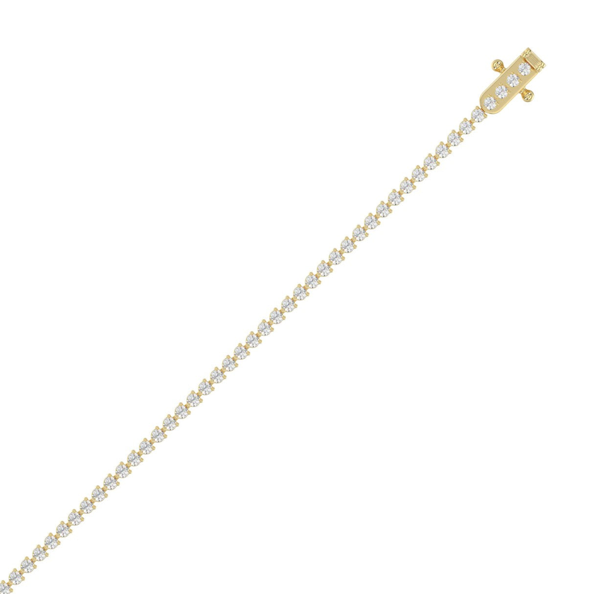 14K Yellow Gold 2.00CT Round Diamond Three-Prong Tennis Bracelet For Women Classic Diamond Bracelet