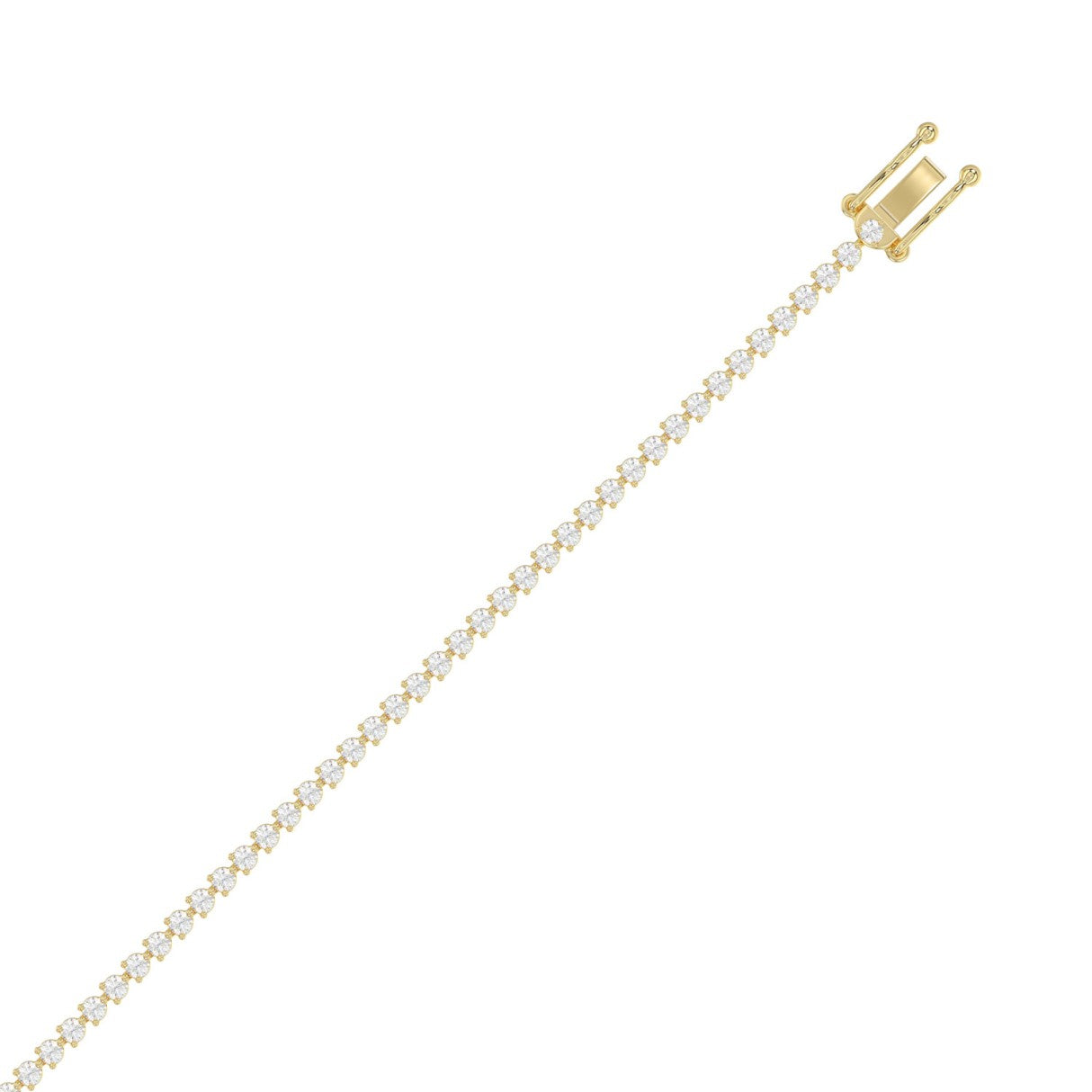 14K Yellow Gold 2.00CT Round Diamond Three-Prong Tennis Bracelet For Women Classic Diamond Bracelet
