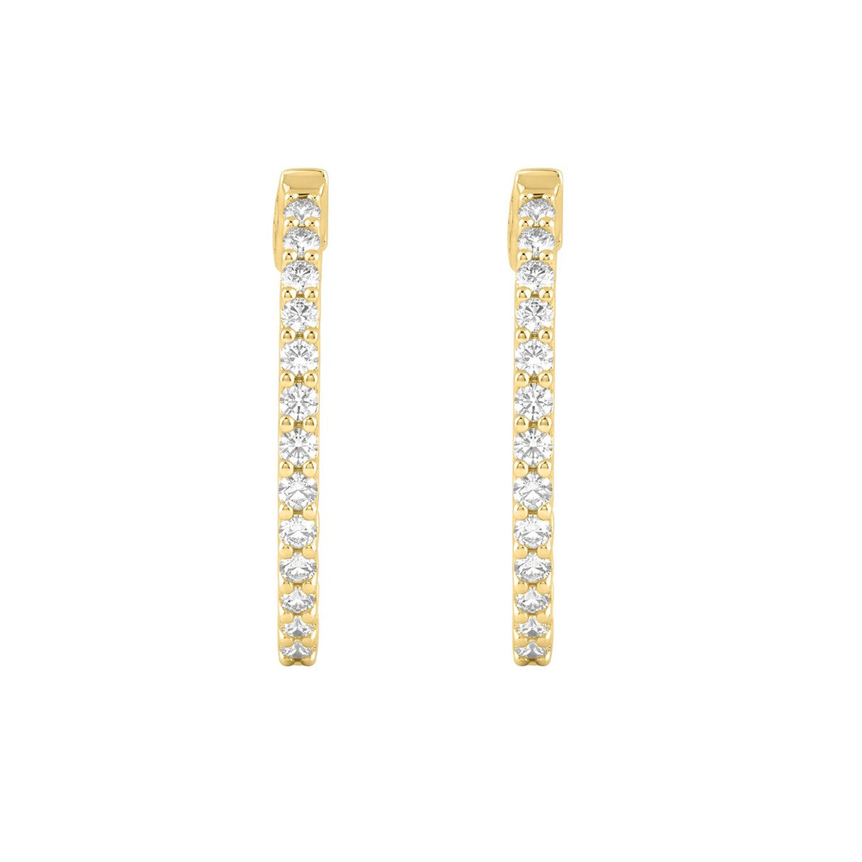 14K Yellow Gold 1.00CT Round Diamond Hoop Earrings For Women Classic Diamond Hoop Earrings