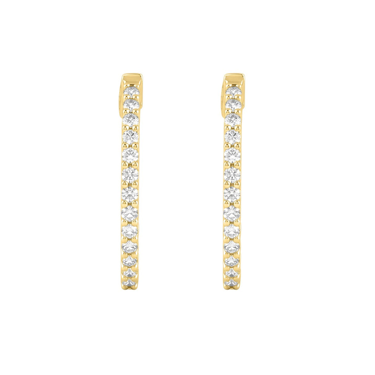 14K Yellow Gold 1.00CT Round Diamond Hoop Earrings For Women Classic Diamond Hoop Earrings