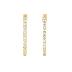 14K Yellow Gold 1.00CT Round Diamond Hoop Earrings For Women Classic Diamond Hoop Earrings