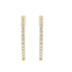 14K Yellow Gold 2.00CT Round Diamond Hoop Earrings For Women Classic Diamond Hoop Earrings
