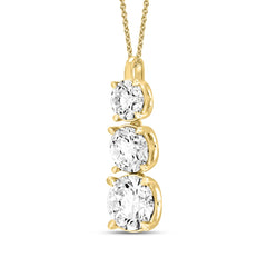 LADIES PENDANT WITH CHAIN 4CT ROUND DIAMOND 14K YELLOW GOLD