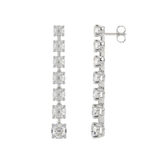 LADIES LINEAR EARRINGS 3CT ROUND DIAMOND 14K WHITE GOLD
