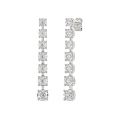 LADIES LINEAR EARRINGS 3CT ROUND DIAMOND 14K WHITE GOLD