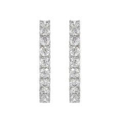 LADIES HOOP EARRINGS 7CT ROUND DIAMOND 14K WHITE GOLD