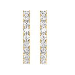LADIES HOOP EARRINGS 7CT ROUND DIAMOND 14K YELLOW GOLD