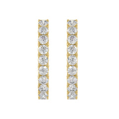 LADIES HOOP EARRINGS 7CT ROUND DIAMOND 14K YELLOW GOLD