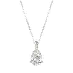 LADIES SOLITAIRE PENDANT WITH CHAIN 1CT PEAR DIAMOND 14K WHITE GOLD