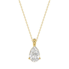 LADIES SOLITAIRE PENDANT WITH CHAIN 1CT PEAR DIAMOND 14K YELLOW GOLD