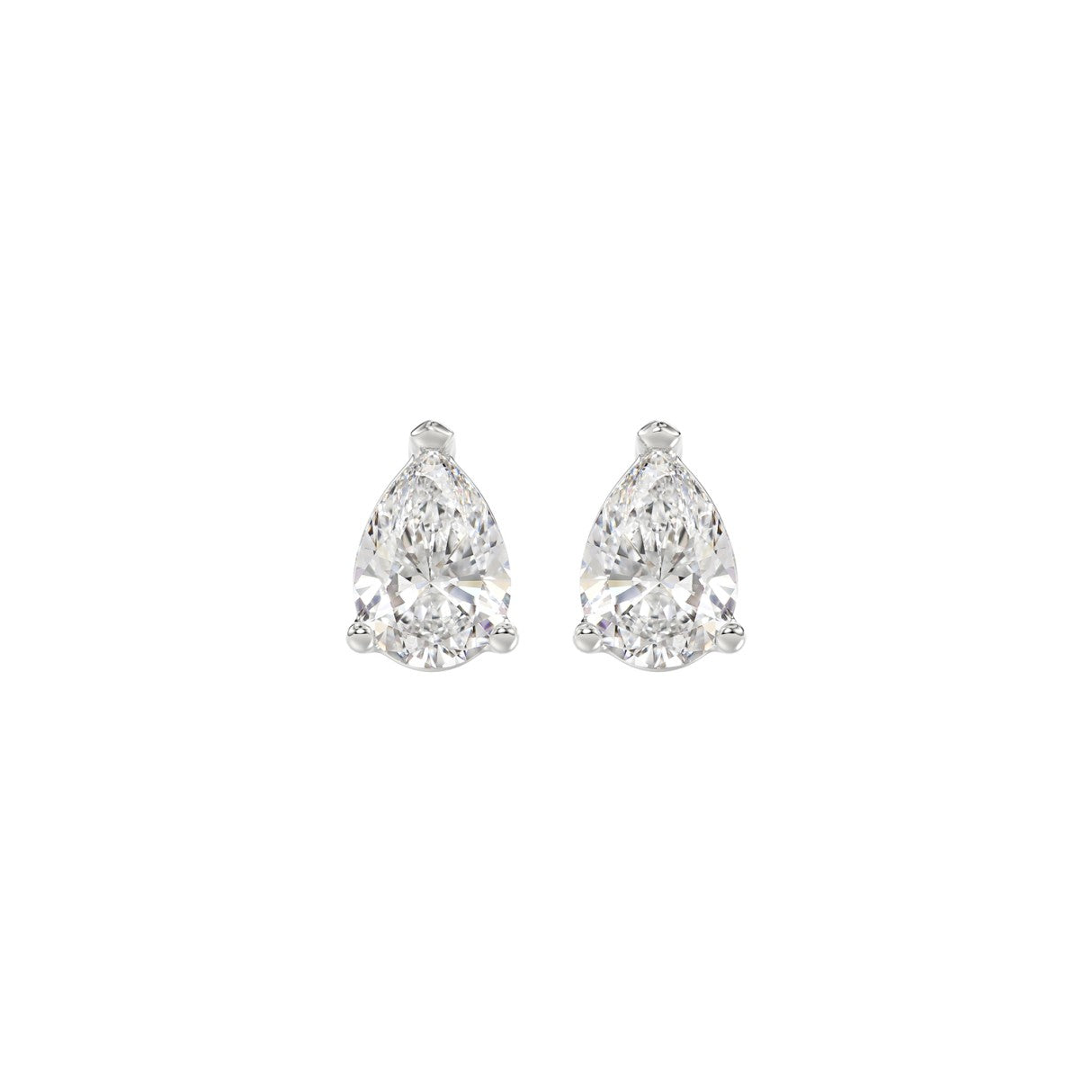 LADIES SOLITAIRE EARRINGS 1CT PEAR DIAMOND 14K WHITE GOLD
