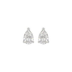 LADIES SOLITAIRE EARRINGS 1CT PEAR DIAMOND 14K WHITE GOLD