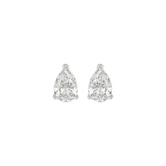 LADIES SOLITAIRE EARRINGS 1CT PEAR DIAMOND 14K WHITE GOLD