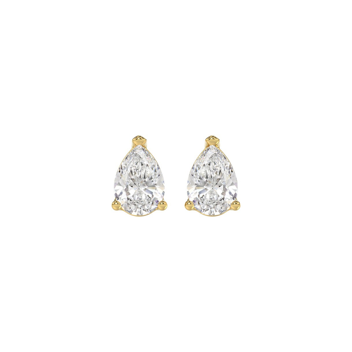 LADIES SOLITAIRE EARRINGS 1CT PEAR DIAMOND 14K YELLOW GOLD