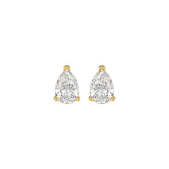 LADIES SOLITAIRE EARRINGS 1CT PEAR DIAMOND 14K YELLOW GOLD